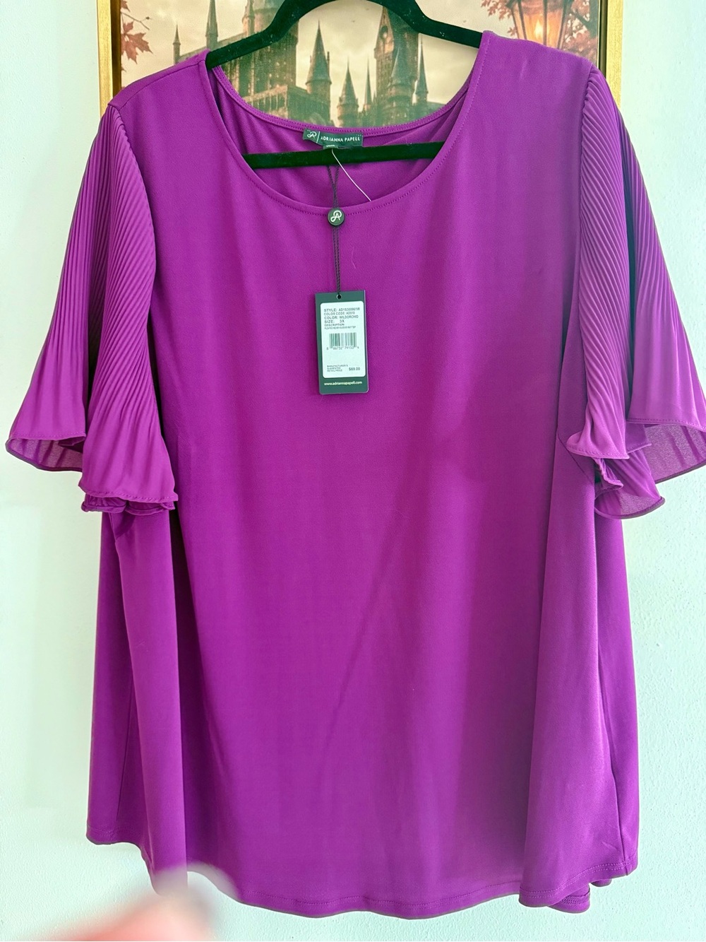 Adrianna Papell Fuchsia Scoop Neck Blouse